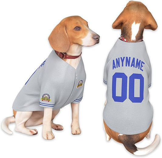Custom Dog Baseball Jersey with Name Number Logo for Small Pet Dogs-Personalized Dog Shirts