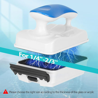 AQQA Aquarium Magnet Glass Cleaner,Dolphin Series-Fish Tank Algae Scraper Brush Cleaner for Glass or Acrylic,2 Detachable Blades Floating Cleaning Tool for 1/4"-2/3" Thickness