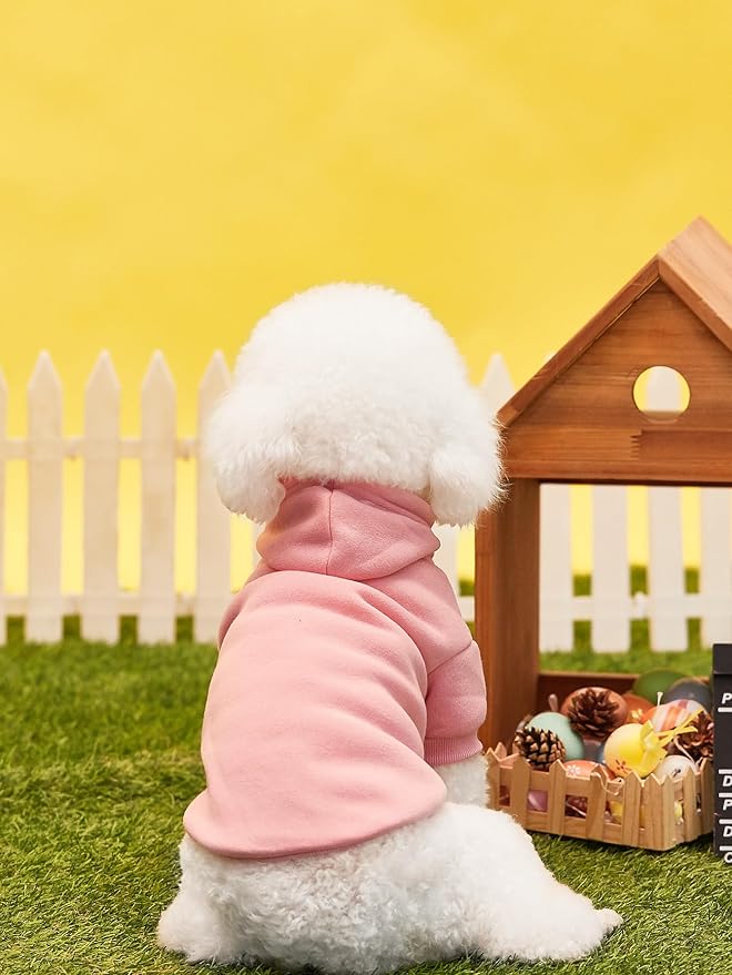 QWINEE Basic Dog Hoodie Sweatshirt Puppy Sweater Warm Cat Costumes Pet Clothes for Chihuahua Puppy Kitten Small Medium Dogs Pink and Green Medium
