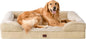 EHEYCIGA Orthopedic Dog Beds for Large Dogs, Waterproof Memory Foam Large Dog Bed with Sides, Non-Slip Bottom and Egg-Crate Foam Pet Couch Bed with Washable Removable Cover, Greige