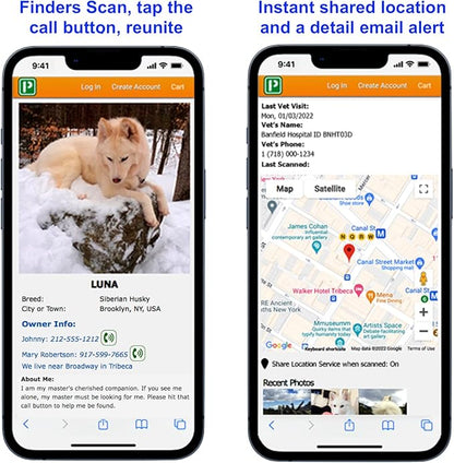 Pet Dwelling QR Code Pet ID Tag – Smart Dog & Cat ID Tags for Pet Safety, Free Personalized Online Profile, Instant Scan Alerts, AI Insights (Lux Gold Black Paw)