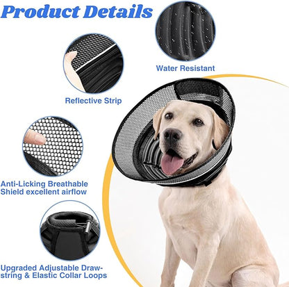 Inflatable Dog Cone for Dogs After Surgery,Soft Adjustable Elizabethan Collar for Large Dogs,2-in-1 Dog Cone with Detachable Shield,Anti-Anxiety Comfortable Pet E-Collar Prevents Licking Wounds(XL)