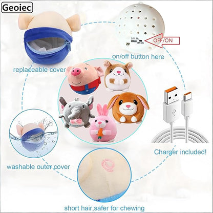 Interactive Dog Toys,Active Moving Pet Plush Toy with Recording and Music Modes, Jumping Squeaky Song shaking Interactive Dog Ball, Rechargeable Dog Toys to Keep Them Busy,Animal Plush Pet Toy (Dog)