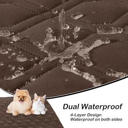 hyha Waterproof Dog Bed Blanket, Soft Pet Blankets, Waterproof Couch Cover for Dogs, Reversible Sofa Covers Washable for Furniture (68x82 Inch, Chocolate/Beige)