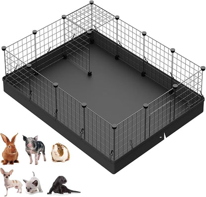 LANGXUN 16pcs Small Animal Playpen with Waterproof Mat, Pet Playpen, Rabbit Guinea Pig Cages, Puppy Kitten Playpen | Indoor & Outdoor Portable Metal Wire Yard Fence 13"x13"