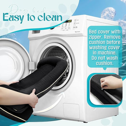 Waterproof Memory Foam Dog Beds for Extra Large Dogs Non-Slip Orthopedic Dog Beds Washable Couch Pet Bed with Removable Cover (Black, Large)
