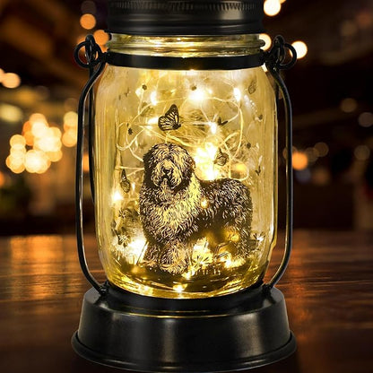 Polish Lowland Sheepdog Gifts for Women/Men, Pet Solar Lanterns Polish Lowland Sheepdog Lover Lantern Pet Loss Dog Memorial Lights Solar Garden Decoration for Yard,Patio,Torches Lights Home Decor