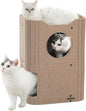 Cat House for Indoor Cats, 2-Storey Cat Bed Cave, Felt Cat Hideaway Condo with Resistant Scratching Freedom Kitten Cube for Multicats Beige