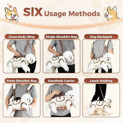 Hands Free Dog Backpack Carrier for Small Dogs, Yorkie Shoulder Carrier Sling Backpack Carriers Dog Lift Harness Portable Breathable Pet Carrier Backpack for Small Puppies (L, 14.3-19.8lbs)