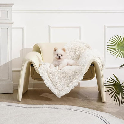 gogobunny Waterproof Dog Blanket for Couch & Furniture Protection - Super Soft Reversible Throw for Large Dogs & Cats, Calming Washable Fur & Sherpa Pet Blanket (25x35 Inch, Cream)
