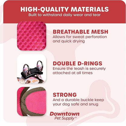 Downtown Pet Supply Step-in Dog Harness – No Pull, Adjustable Padded Mesh with Reflective Trim, Secure Buckle Strap – Comfortable & Breathable Small Dog Harness, Large, Donut