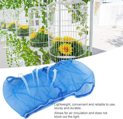 Alvinlite 2 Pieces Bird Cage Cover Seed Feather Catcher Birdcage Nylon Mesh Net Cover Soft Skirt Guard,Bird Cage Accessory(Blue)