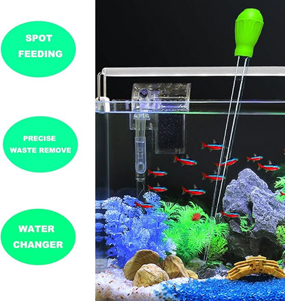 25.2 Inch Aquarium Algae Scraper/Remover for Glass Fish Tanks, Stainless Steel Cleaner Tool Kit/Cleaning Accessories with 10 Replaceable Blades + Coral Feeder + Double-Sided Sponge Brush