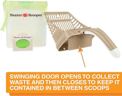 Neater Pet Brands Neater Scooper Standard Cat Litter Scoop, 195 Refill Bags – Mess-Free Cat Litter Scooper with Bag, Spill-Proof Kitty Box Sifter, Bin Doubles as Scoop Holder, For Single-Cat Household