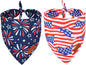 PTDECOR American Flag Dog Bandana 4th of July Dog Scarf Reversible Red Blue Patriotic Bandanas for Medium Large Dogs Pets (Blue & Red, Large)