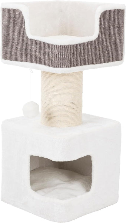 Trixie Ava Cat Tree – Cat Tower with Condo & Thick Scratching Post, Includes Removable Cushions – Indoor Cat Furniture for Scratching & Climbing – Gray, 16.5" x 16.5" x 33.9"