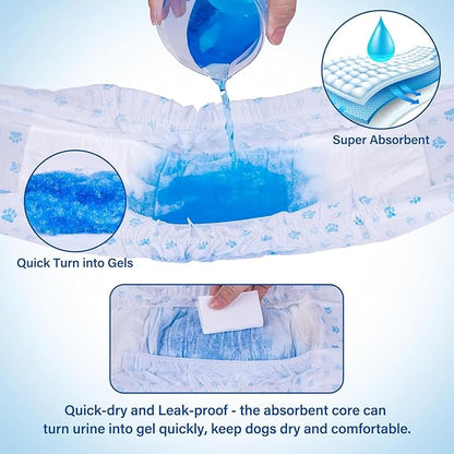 Pet Soft Disposable Male Dog Wraps - Dog Diapers for Male Dogs, Puppy Diapers 48pcs Medium