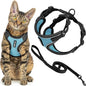 Voyager Escape-Proof Step-in Lock Cat Harness & 5ft Neoprene-Handle Leash Set All-Weather Mesh with Reflective Stitching for Small to Large Cats by Best Pet Supplies, Black Trim-Baby Blue (327), XXS