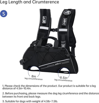 Dog Lift Harness for Small Dogs,Dog Backpack Carrier,Adjustable Padded Breathable Straps for Dogs, Disabled, Joint Injuries, Arthritis,S(4.5-7.5LBS)