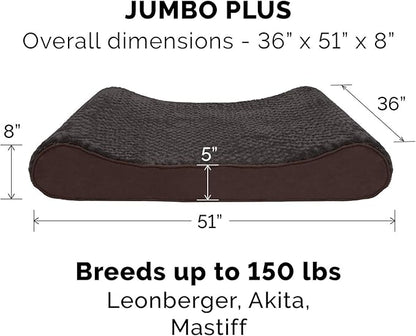 Furhaven Replacement Dog Bed Cover Ultra Plush Faux Fur & Suede Contour Luxe Lounger, Machine Washable - Chocolate, Jumbo Plus (XX-Large)