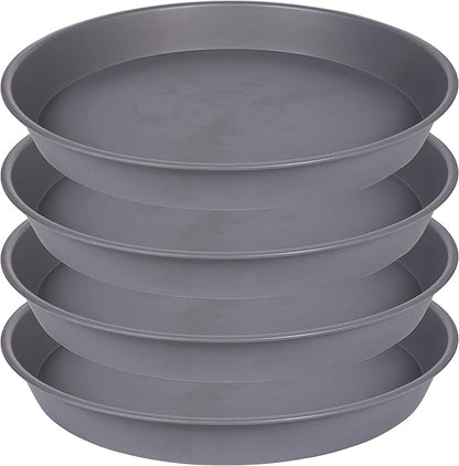 4 Pack of 13 14 inch Plant Saucer (12.2 Inch Base), Heavy Duty Plastic Plant Drip Trays 14" Round, Plant Trays for Indoors, Bird Bath Bowls, Plate for Planter 12-14" (14 inch, Cement Gray)