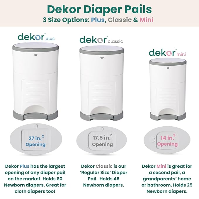 Diaper Dekor Plus Hands-Free Diaper Pail | Largest & Easiest to Use | Just Step–Drop–Done | Doesn’t Absorb Odors | Quick Bag Change | Great for Cloth Diapers | 70% Recycled Materials | EKO Gray