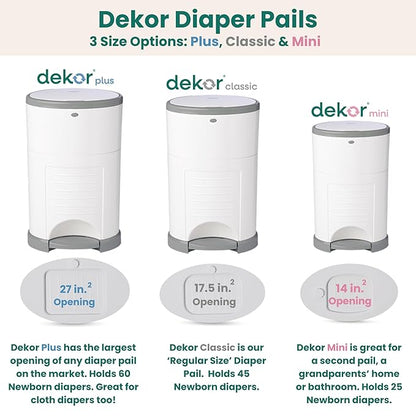Diaper Dekor Plus Hands-Free Diaper Pail | Largest & Easiest to Use | Just Step–Drop–Done | Doesn’t Absorb Odors | Quick Bag Change | Great for Cloth Diapers | 70% Recycled Materials | EKO Gray