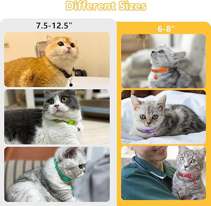 Taglory Kitten Collar Breakaway with Bell, 2 Pack Girl Boy Pet Kitten Collar Adjustable 6-8 Inch for 2-6 Months Cat, SkyBlue