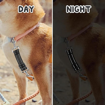 YUEPET Dog Safety Collar Clips 2 Pack Adjustable Prong Collar Backup Clips Reflective Double Ended Backup Clasp Leash Connector for Dog Harness to Collar Safety Clip(Black*2)