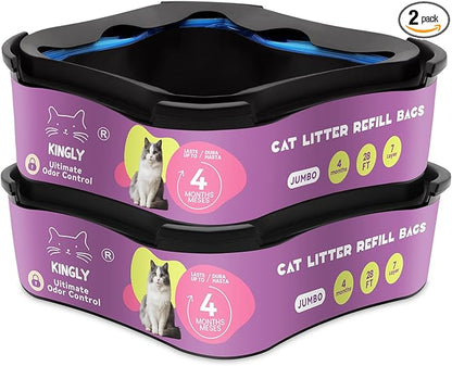 Premium Cat Litter Refill Bags |Jumbo 28FT 2-Pack | Lasts Up to 4 Months | 2 Cartridges for Superior Odor Control