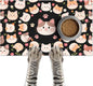 Cat Feeding Mat 24x16 inch Black Kitten Print Pet Bowl Placemat Non Slip Floor Mat for Food and Water Indoor Kitty Feeding Station Cute Meal Pad for Small Pets Kitchen Use