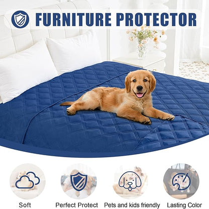 Smiry Waterproof Dog Bed Cover Blanket 68x82, Soft Reversible Pet Blanket, Washable Leakproof Cats Dogs Couch Cover for Sofa, Couch, Furniture, Navy/Navy
