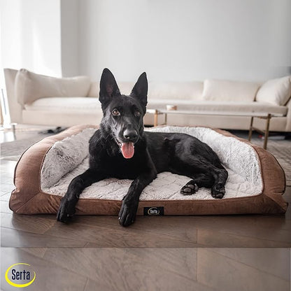 Serta Orthopedic Quilted Couch Dog Bed for Pets – Chocolate Brown (Small)