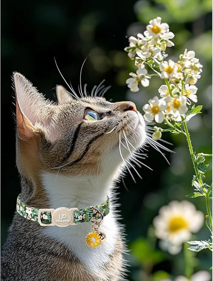 Cat Collar, 2Pack Flower Cats Collars-Cute Summer Breakaway Cat Collar with Bell & Pendant, Pretty Flower Kitten Collars with Safety Buckle for Girl & Boy Cats, 7-12Inch