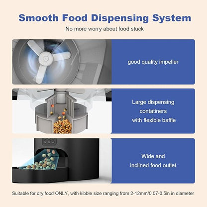 Automatic Cat Feeder, Cat Food Dispenser with 10s Voice Recorder, Pet Feeder up to 8 Meals per Day, Timed Feeder with Dry Food Sealed Ring (Black, 4L)