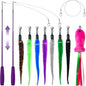 Cat Toys for Indoor Cats, 11PCS Interactive Cat Toy Wand Pack, 2 Retractable Cat Wand & 7PCS Worm Teaser Refills, Plush Fish Kitten Toys, Cat Feather Fishing Pole Toy for Play Chase Exercise