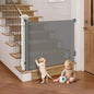 Retractable Baby Gate for Stairs, 55" Wide Mesh Pet Gate, Automatic Tension, One-Hand Operation, 38" Tall Baby Gates for Doorways, Hallways, Deck, Indoor Outdoor, Safe, Easy to Fit, Gray