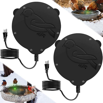 2 Pack Outdoors 100W Bird Bath Heater for Winter,Birdbath Deicer Pond De-icer Thermostatically Controlled Birdbaths Water Heater with 5.9 Ft Power Cord and Working Indicator Light