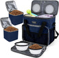 BAGLHER Dog Travel Bag, Pet Travel Bag (ALL Pet Travel Supplies), With 2 Pet Food Containers and 2 Collapsible Silicone Bowls; Essential Kits for Pet Travel Dark Blue