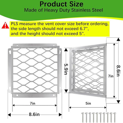 Dryer Exhaust Guard Vent Cover,Dryer Vent Bird Guard for Most 3" to 4" Fan Cover, 7"Lx7"Wx5"H Stainless Steel Ventilation Bird Cage for Bathroom Exhaust Ventilation Fan