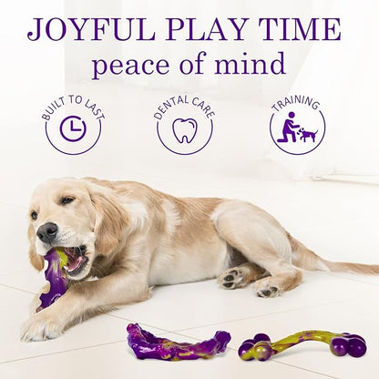 Tough Dog Toys for Aggressive Chewers 3 Pack, Indestructible Dog Toy for Large Dogs, Bacon Flavored, Keeps Dogs Busy