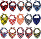 15pcs Dog Bandanas, Dog Scarf Kerchief Bibs Washable Girl Boy Dogs Bandanas Set Cotton Checkered Pet Bandana Outdoor Fall Accessories for Small Dogs Cat Pet