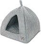 Best Pet Supplies Dog House Bed Crate Mat Tent Indoor Round Soft Plush for Small, Medium, and Large Breeds - Gray Linen, 16" x 16" x H:14"
