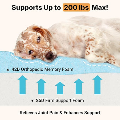 Veehoo Orthopedic Memory Foam Dog Bed, 7 Inch Thick Extra Large Dog Bed XL for Senior Dogs with Ultra-Soft Fluffy Surface, Waterproof Liner, Removable Washable Cover and Non-Slip Bottom, 48"x30"x7"