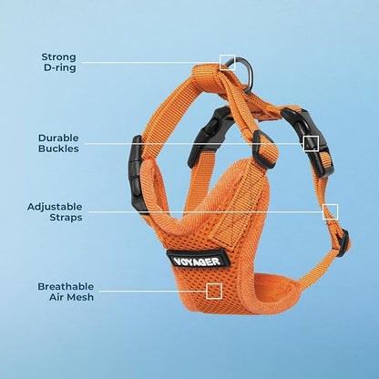 Voyager Step-in Pet Harness - All Weather Mesh, Adjustable Step in Harness for Cats and Dogs by Best Pet Supplies - Orange, S