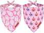 ADOGGYGO Pink Halloween Dog Bandanas 2 Pack, Reversible Ghost Pumpkin Scarf Bib, Adjustable Fit Pink Halloween Bandana for Small Dogs Girl (Small)
