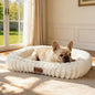 Washable Dog Bed for Medium Dogs – Soft Plush Calming Puppy Bed with Anti-Slip Bottom & Portable Handle, Orthopedic Rectangle Anti-Anxiety Pet Bed for Kennel/Crate, 30"x24"x5", Cream