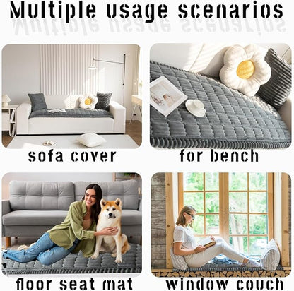 Sofa Cover Fuzzy Couch Cover for Pet, Couch Covers for Dogs Washable Non-Slip Sofa Slipcover Cushion Protector Pets Friendly Mat Bed Brown