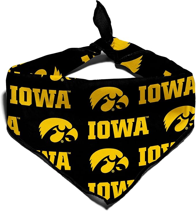 Iowa Hawkeyes Officially Licensed Bandana for Dogs and Cats | Fits Pets Great Gift Idea | Easy-to-Tie (Large, 28")