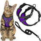 Voyager Escape-Proof Step-in Lock Cat Harness & 5ft Neoprene-Handle Leash Set All-Weather Mesh with Reflective Stitching for Small to Large Cats by Best Pet Supplies, Black Trim-Purple (327), S